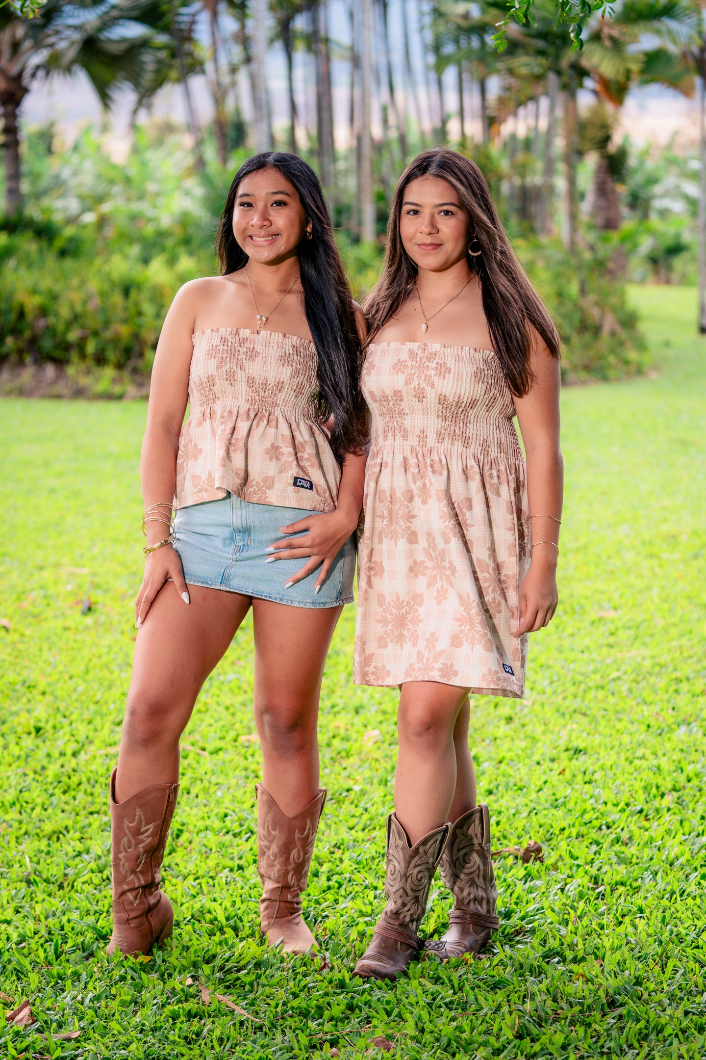 Tan Orchid/Anthurium Palaka Quilt Mini Dress