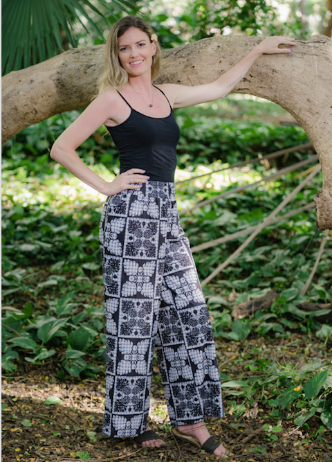 Black Palaka Quilt Palazzo