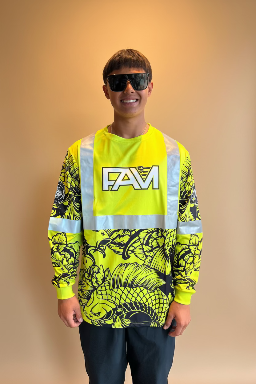 Green Koi Long Sleeve Hi Viz