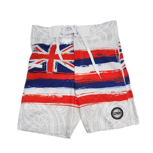 Hawaii Flag White Adult Shorts