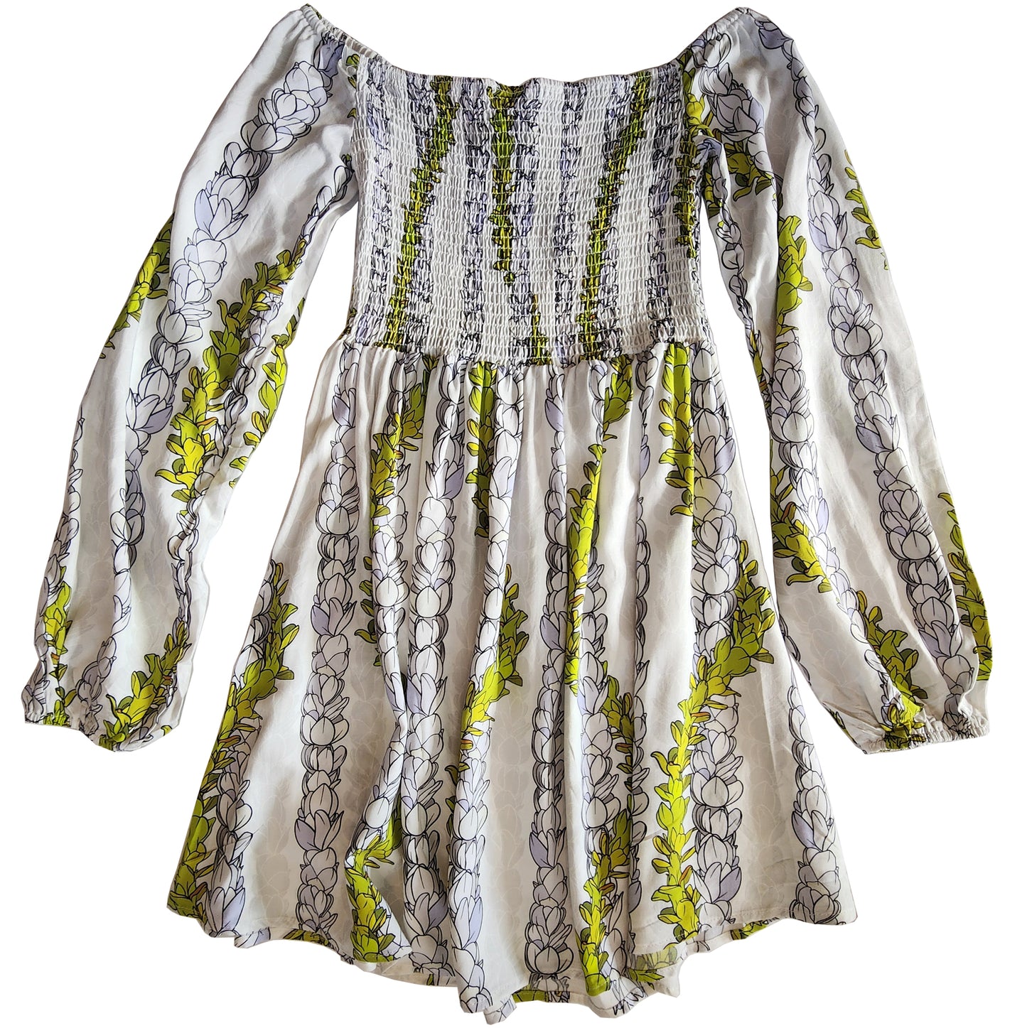 Pikake White Long Sleeve Dress
