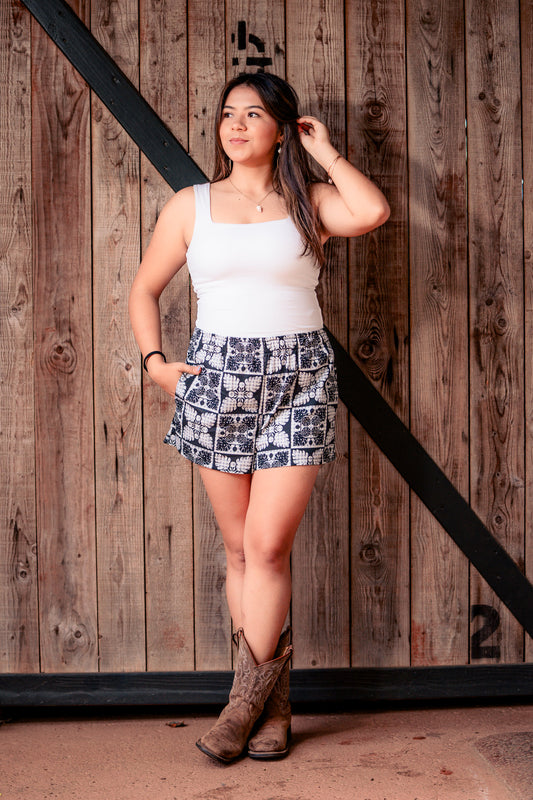 Black Palaka Ulu/Mon Quilt Shorts