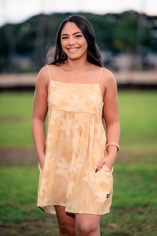 Sand Vintage Lilies Baby Doll Dress