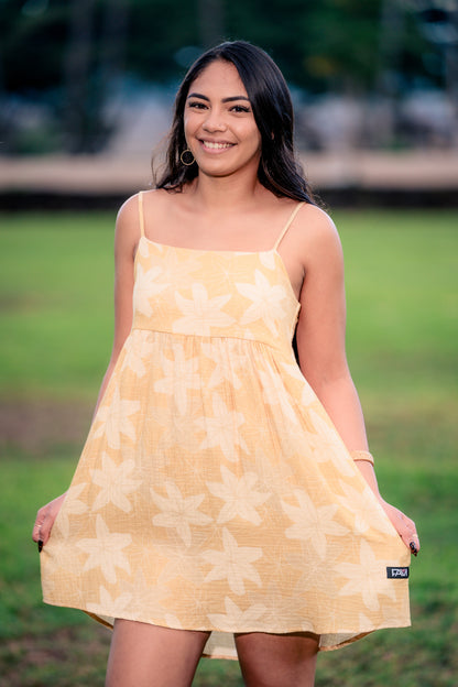 Sand Vintage Lilies Baby Doll Dress