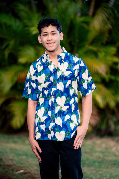 Blue Anthurium Aloha Shirt