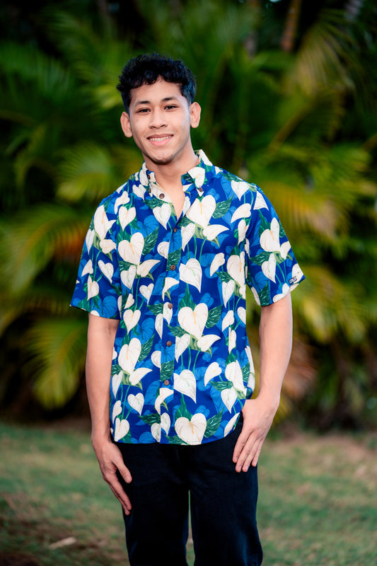 Blue Anthurium Aloha Shirt