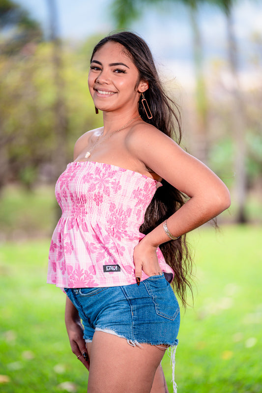 Pink Palaka Orchid/Anthurium Palaka Quilt Top