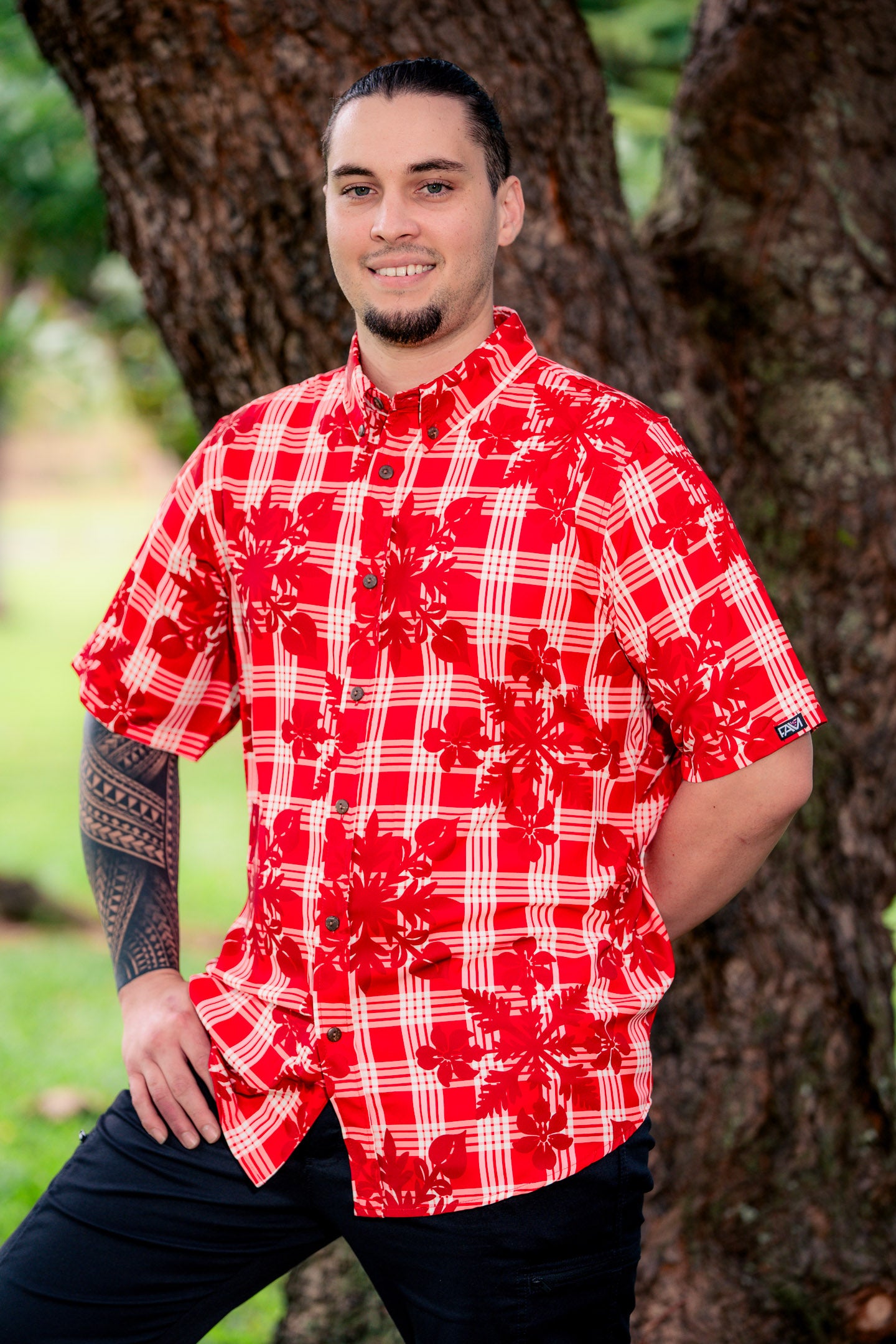 Red Palaka Quilt Aloha Shirt