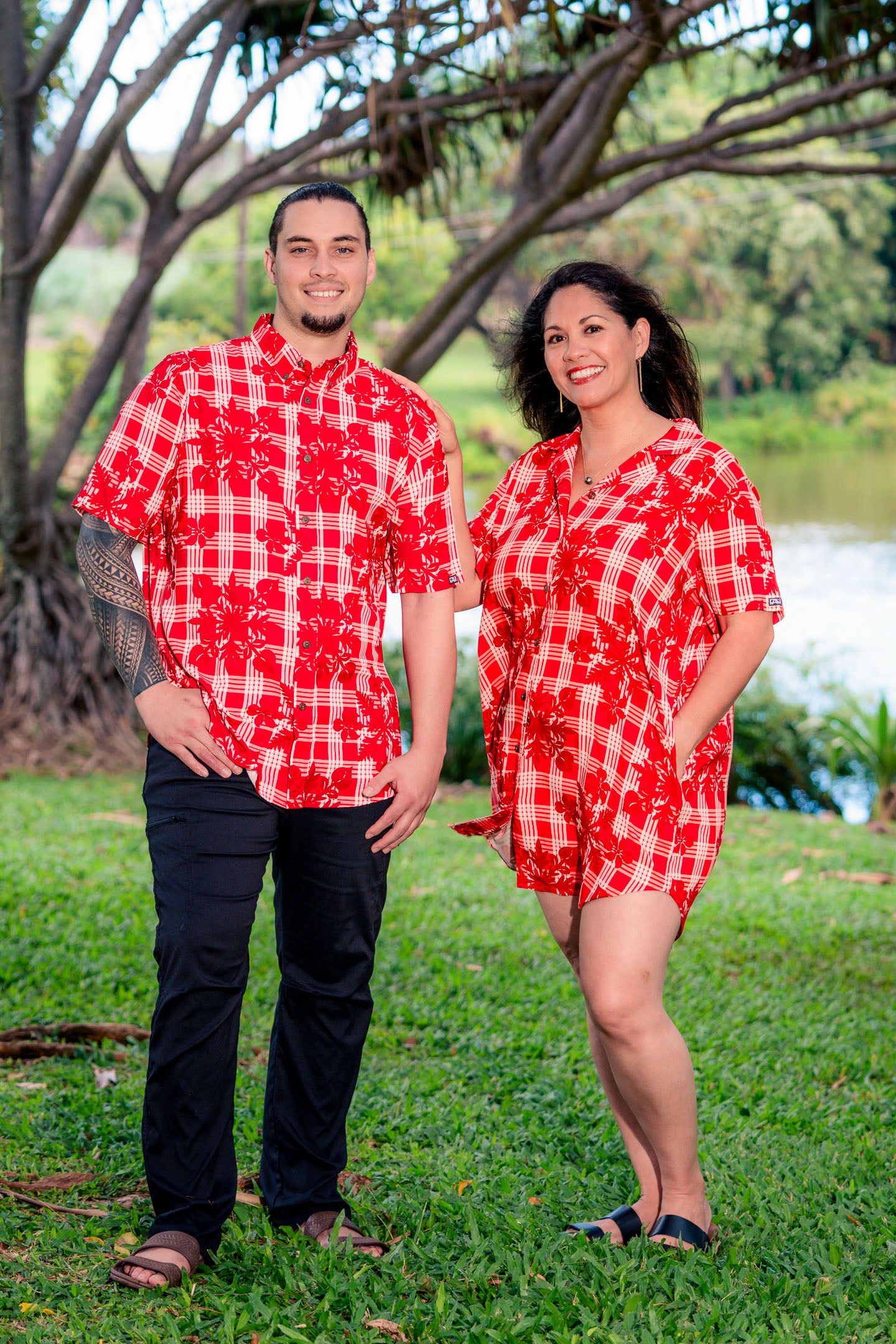 Red Palaka Quilt Dress Shirt