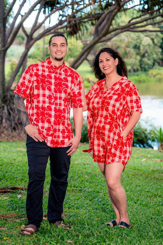Red Palaka Quilt Dress Shirt