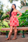 Red Orchid/Anthurium Palaka Quilt Mini Dress