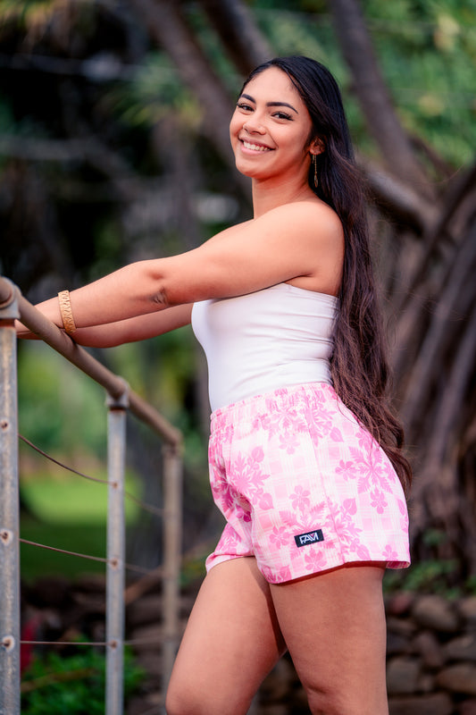 Pink Quilt Palaka Shorts