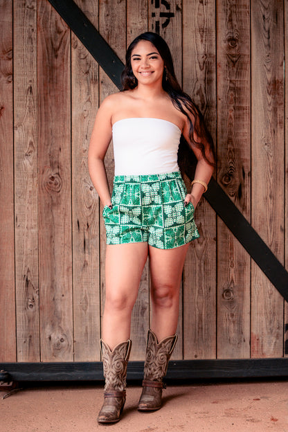 Green Palaka Quilt Shorts