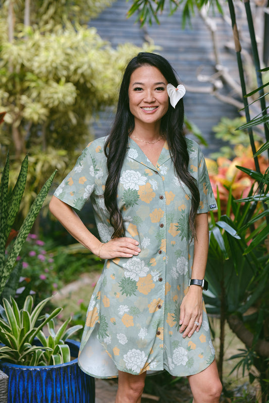 Green Floral Dress Shirt