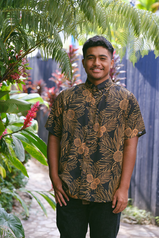 Black Gold Ulu Aloha Shirt