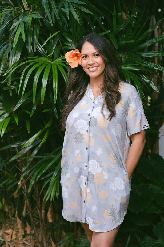 Grey Floral Dress Shirt