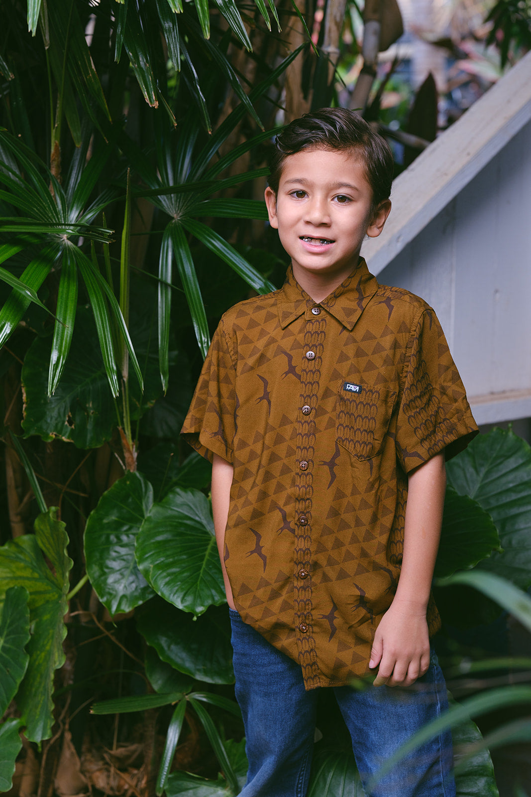 Brown Iwa Keiki Aloha Shirt