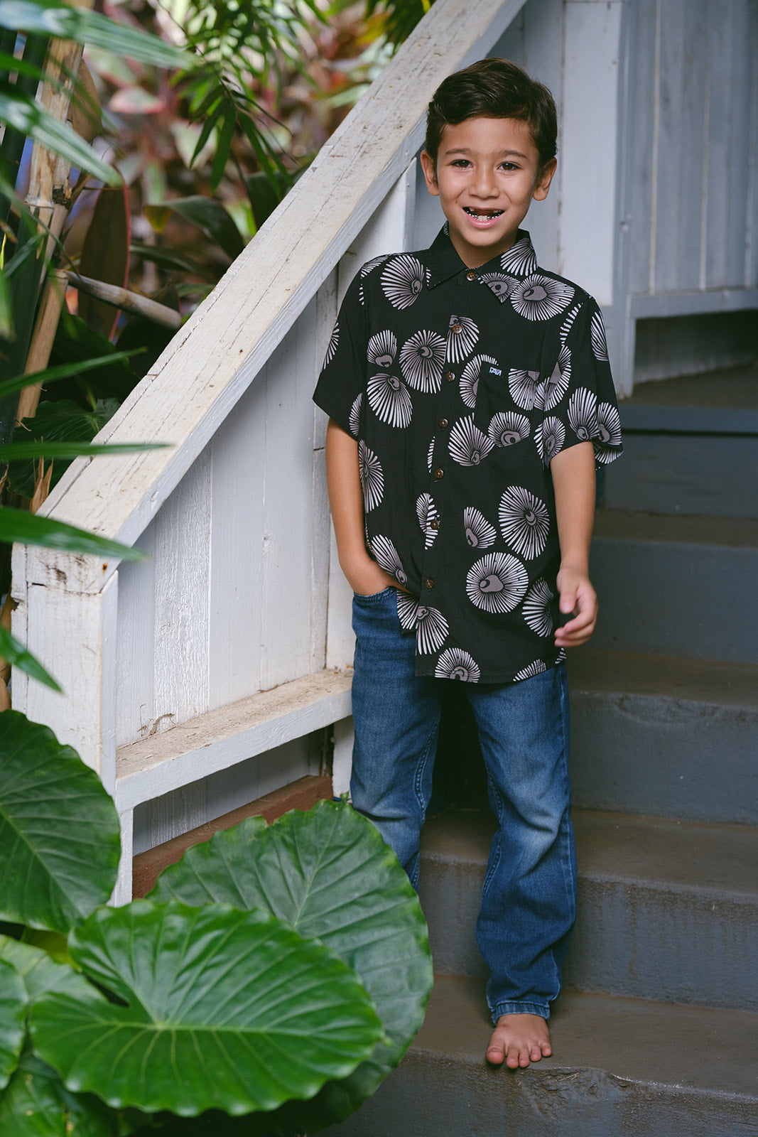 Black Opihi Keiki Aloha Shirt