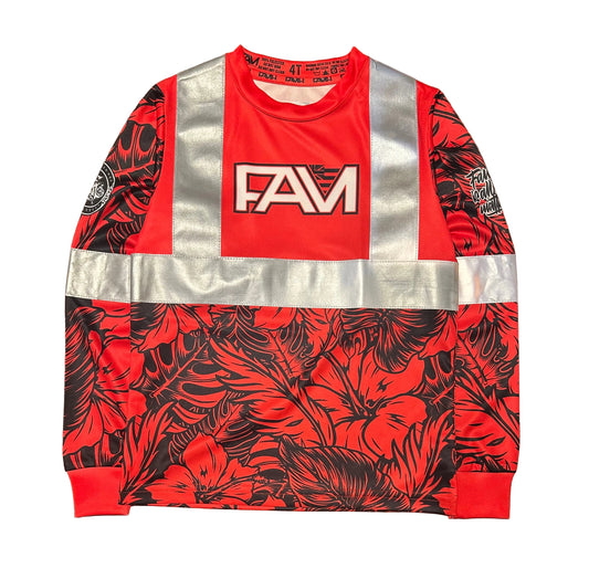 Youth Red Tropics Long Sleeve Hi Viz