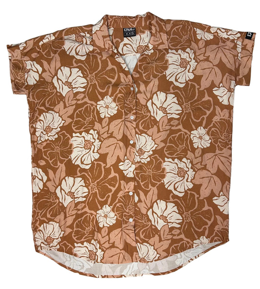 Retro Toffee Ma'o Oversized Blouse