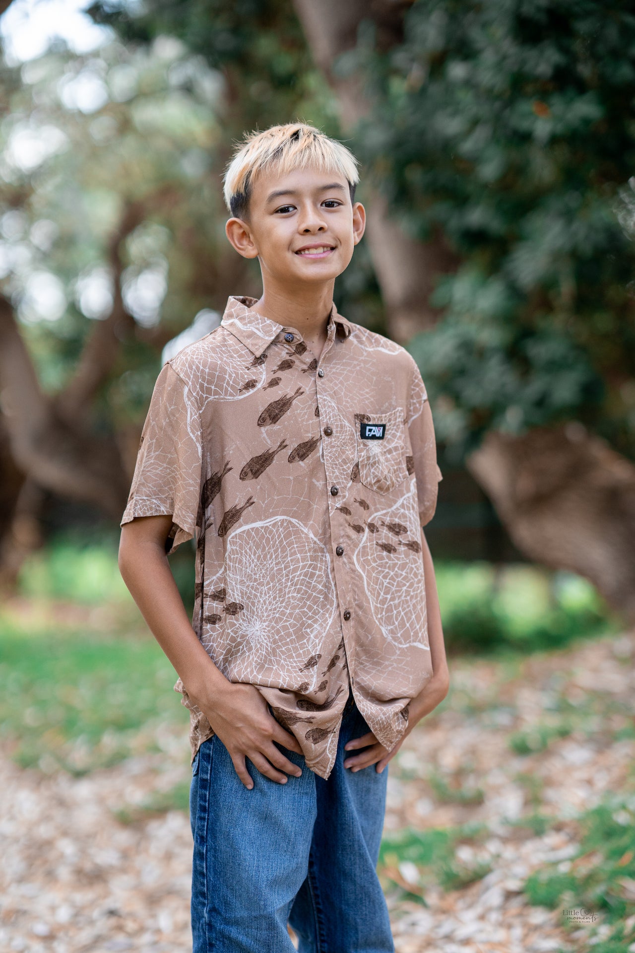 Youth Makue Upena Aloha Shirt