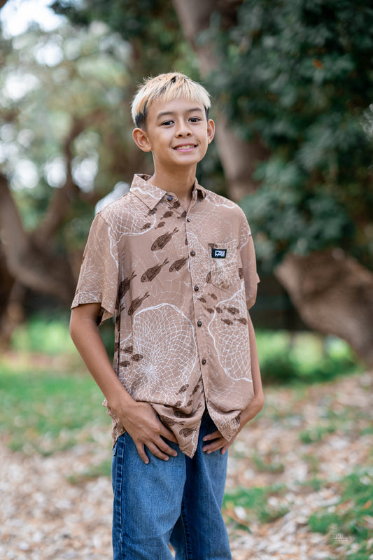 Youth Makue Upena Aloha Shirt