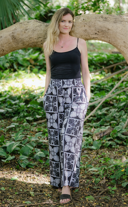 Black Palaka Quilt Palazzo