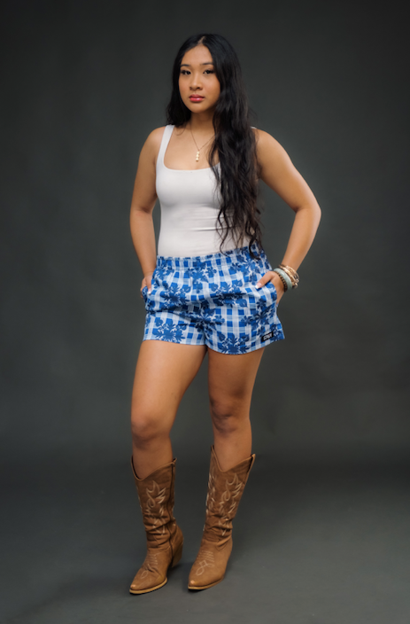 Blue Palaka Quilt Shorts