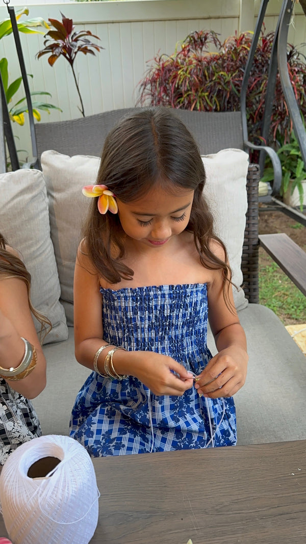Youth Blue Palaka Quilt Mini Dress