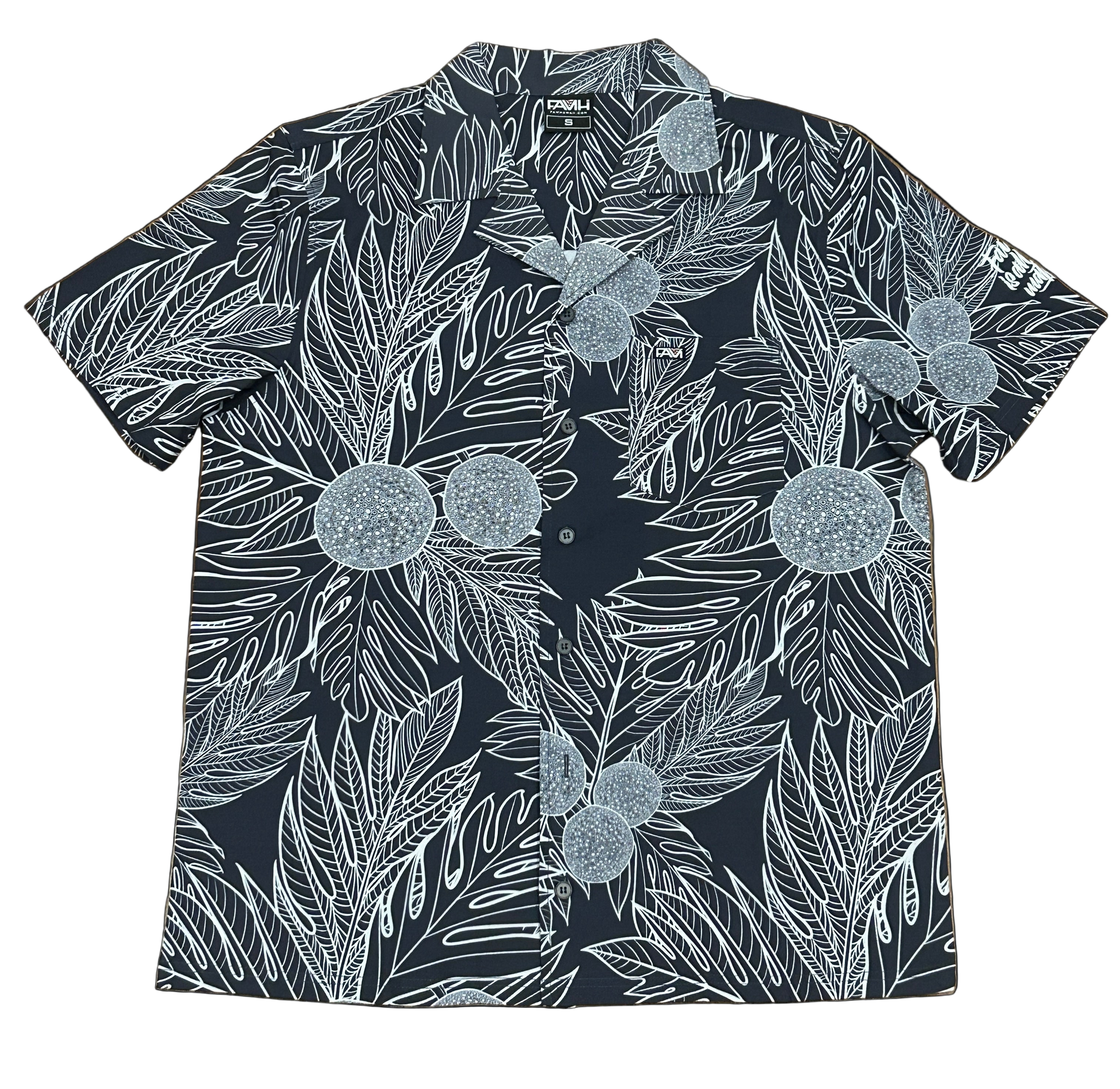 Charcoal Aloha shirt featuring Ulu Hawaiian print, stylish Aloha Wear.