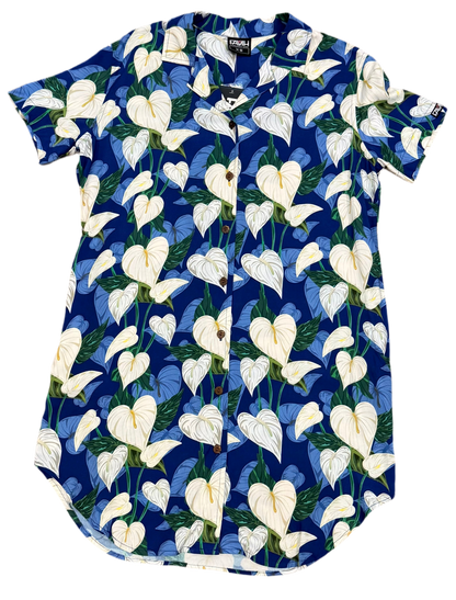 Blue Anthurium Dress Shirt