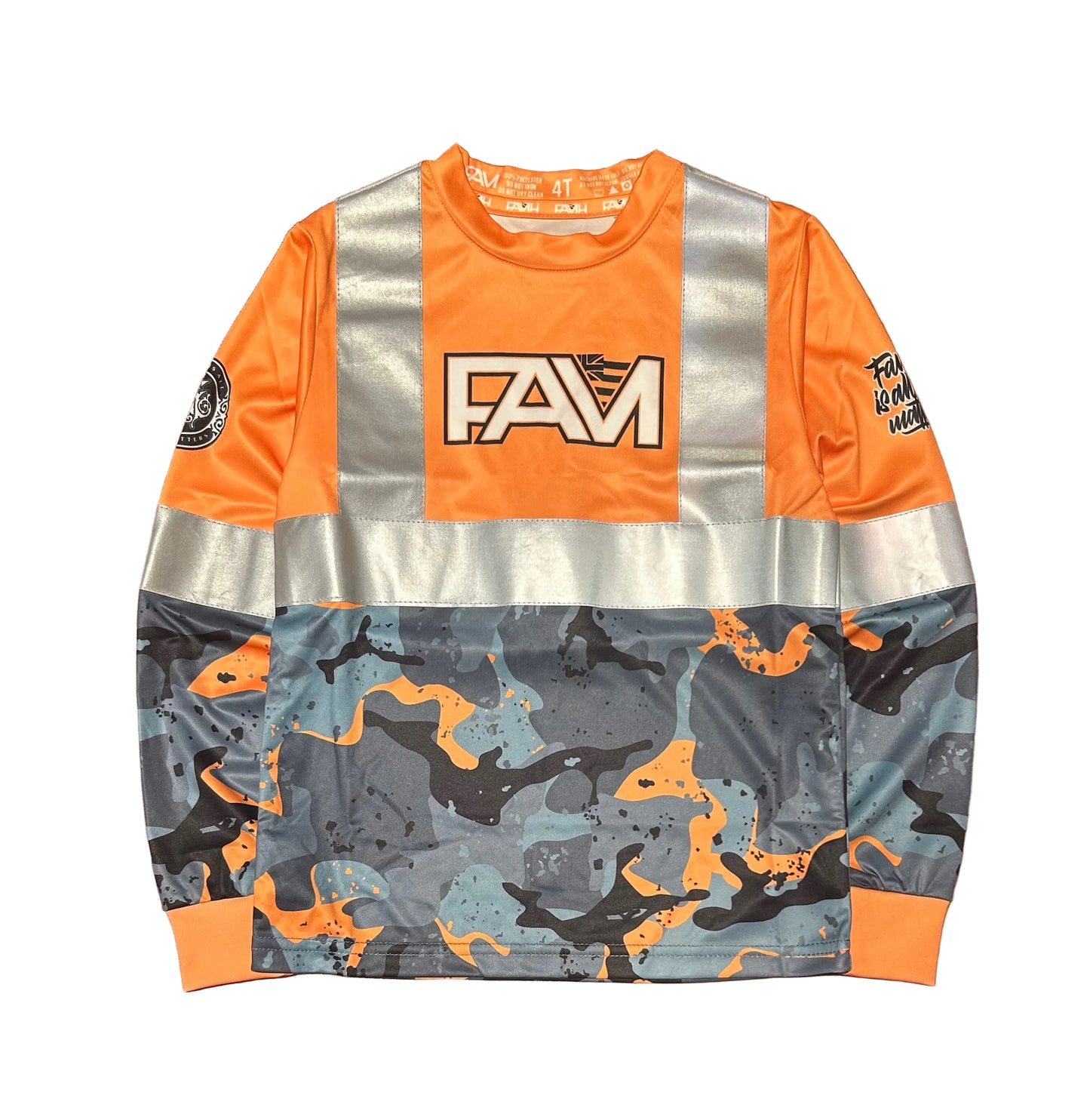 Youth Orange Camo Long Sleeve Hi Viz