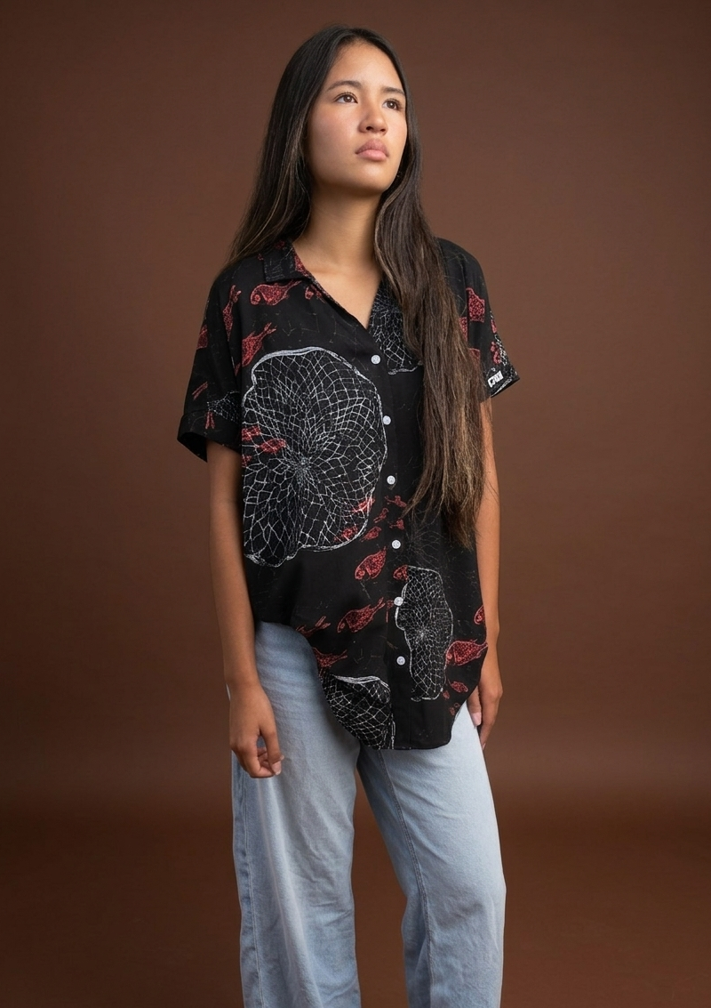 'Upena 'Ele'ele Oversized Blouse