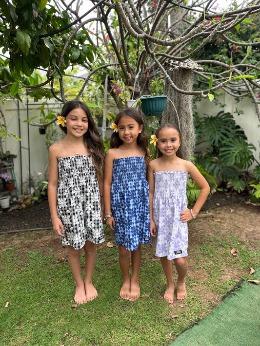 Youth Blue Palaka Quilt Mini Dress