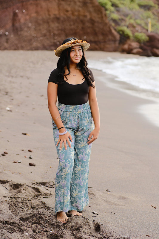 Green Naupaka Palaka Palazzo Pants