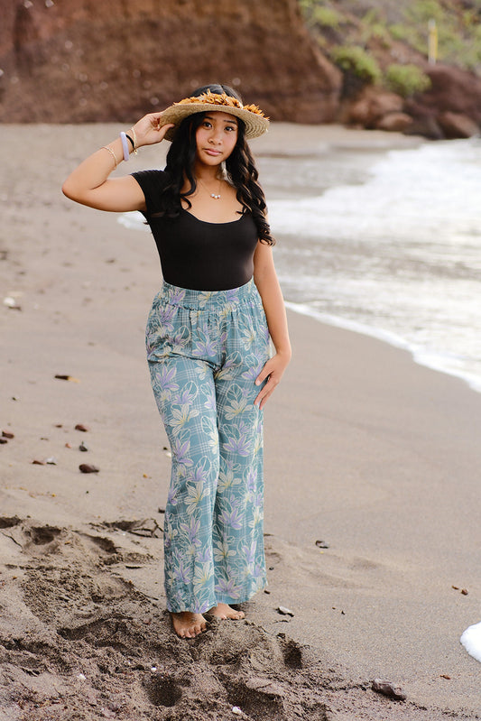 Green Naupaka Palaka Palazzo Pants