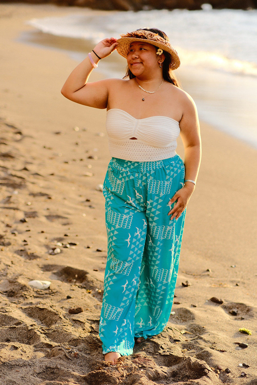 Teal Iwa Palazzo Pants