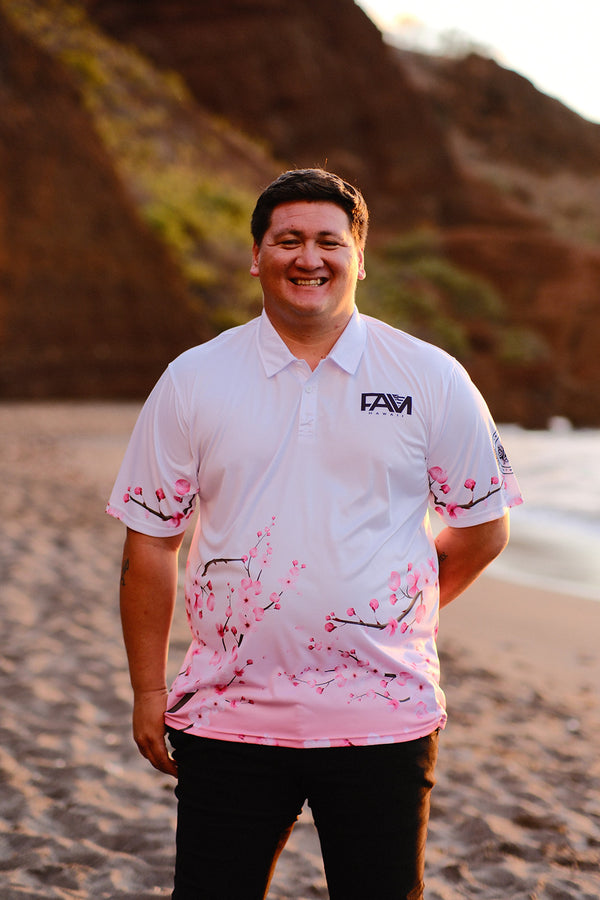 White Cherry Blossom Polo