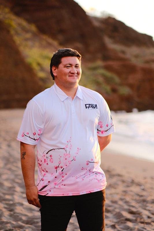 White Cherry Blossom Polo