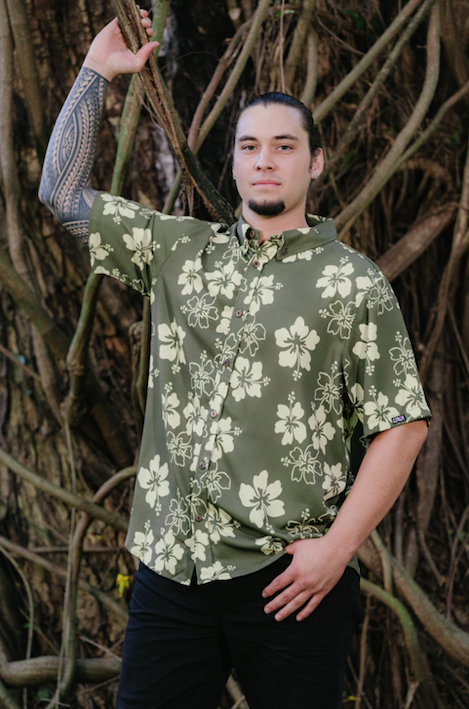 Green Hibiscus Aloha Shirt
