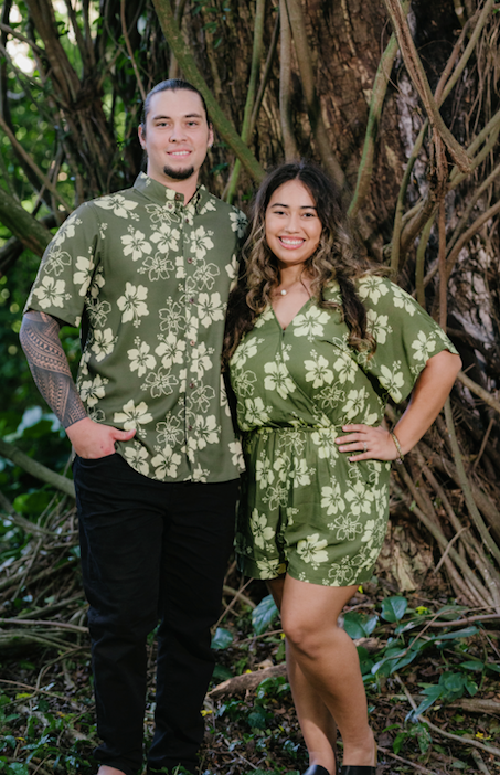 Green Hibiscus Romper