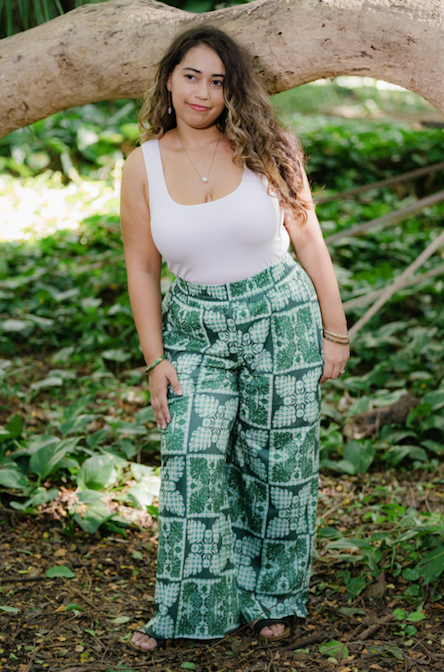 Green Palaka Quilt Palazzo