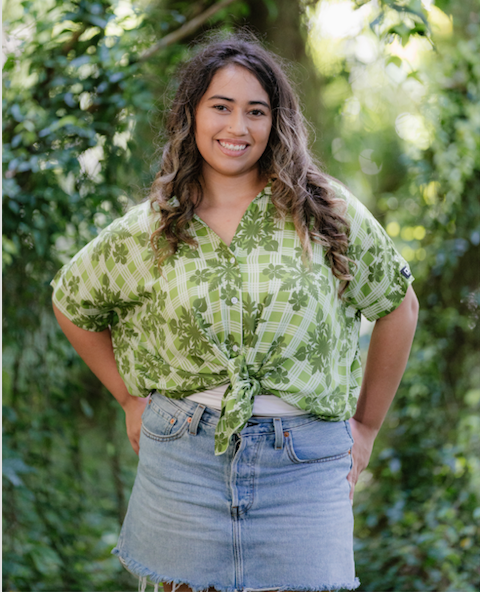 Green Palaka Quilt Oversized Blouse