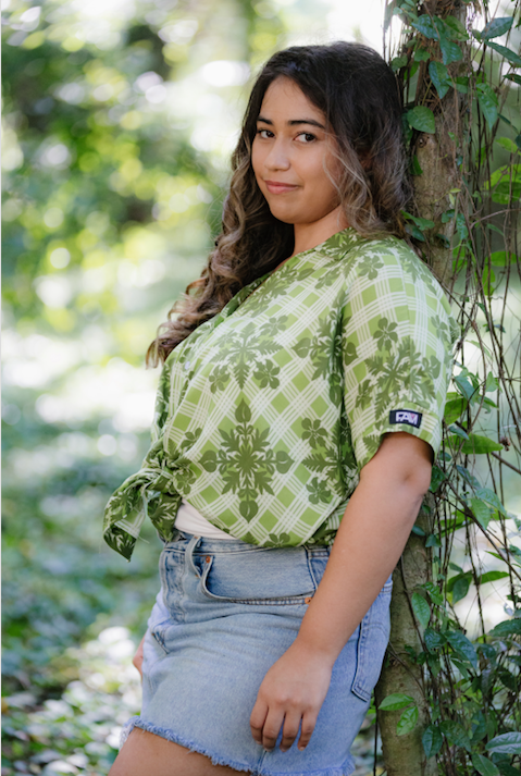 Green Palaka Quilt Oversized Blouse