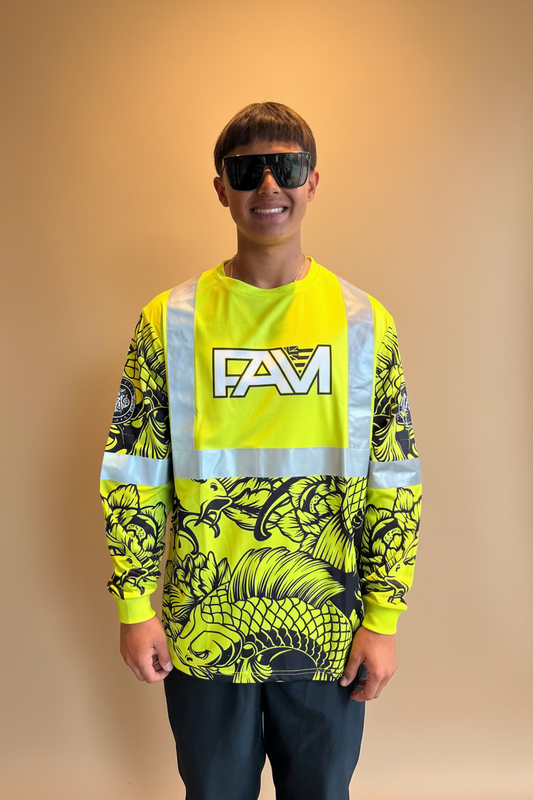 Green Koi Long Sleeve Hi Viz