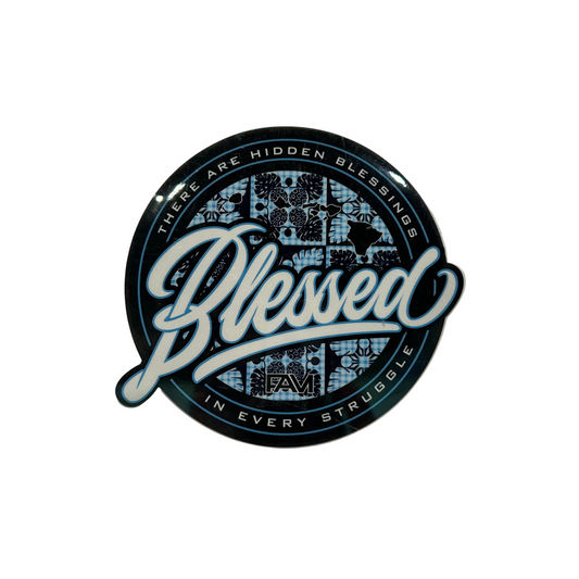 FAM Blessed Blue Palaka & Quilt 3.75” Sticker
