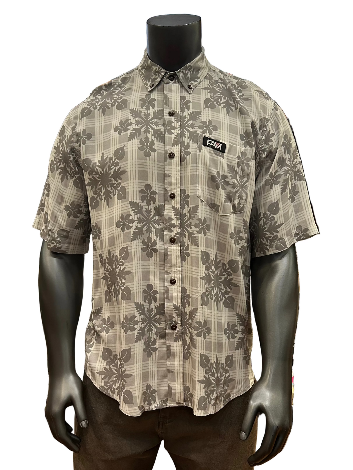 Gray Quilt Palaka Aloha Shirt