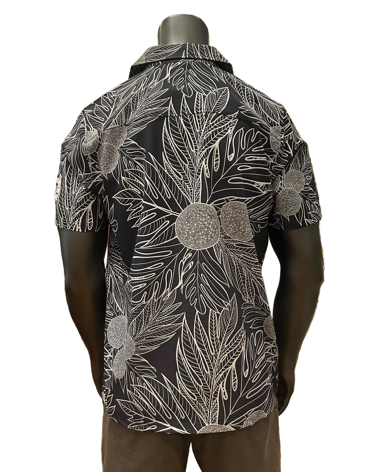 Charcoal Ulu V-Neck Aloha Shirt