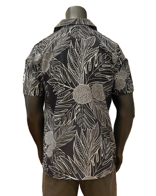 Charcoal Ulu V-Neck Aloha Shirt