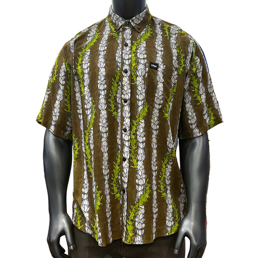 Brown Pikake Aloha Shirts